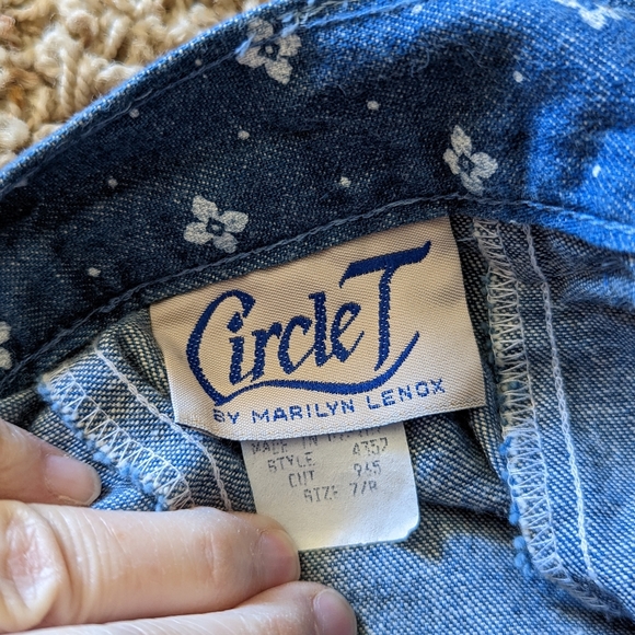 Circle T Vintage 80s Denim Maxi Full A-Line Skirt Size 7/8 - Picture 7 of 7